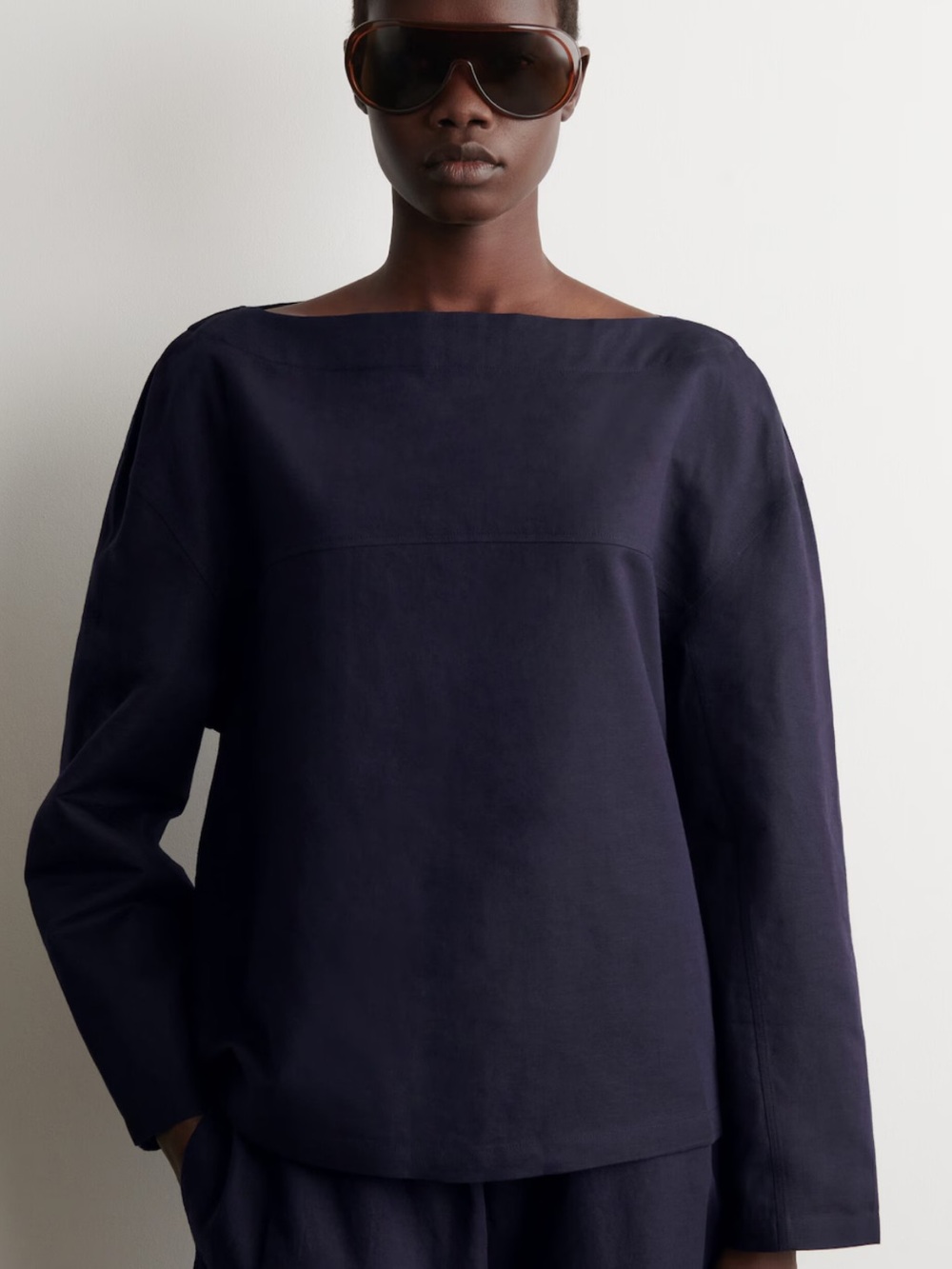 NWT COS BOAT-NECK LINEN BLOUSE